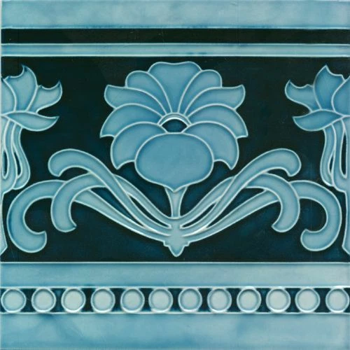 Ceramic Tile Reproduction German Art Nouveau Vintage Rare Majolica EuroVictorian