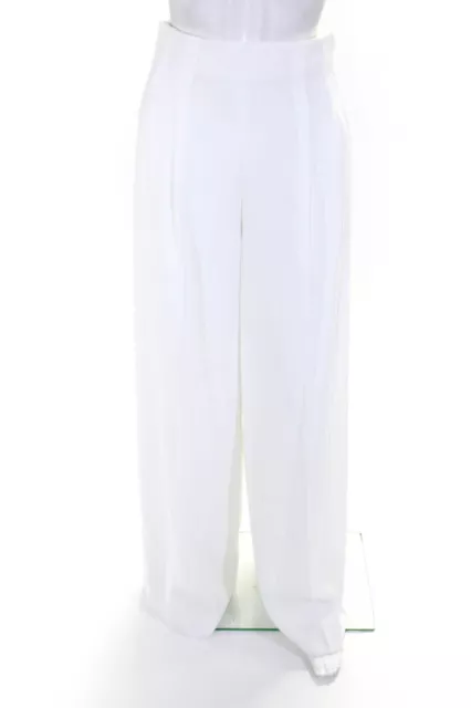 Adeam Womens Pleated Wide Leg Pant White Size 2