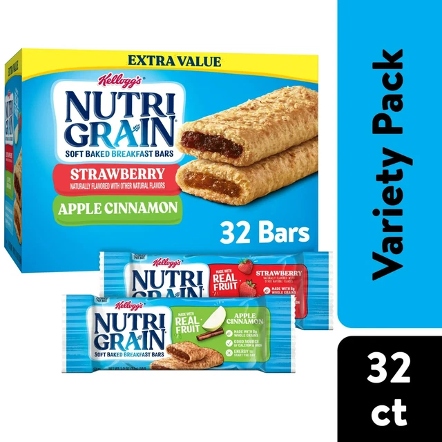 KELLOGG'S CEREAL BARS NutriGrain Breakfast Bars Strawberry Blueberry