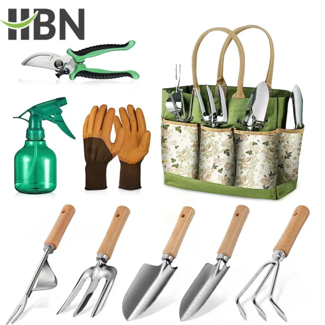 HBN Garden Tool Set, 9Pcs Heavy Duty Gardening Hand Tools with Fashion & Durable