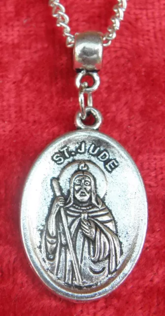 St Jude Pendant Necklace 18" or 24 Inch Chain Religious Holy Saint Charm 3