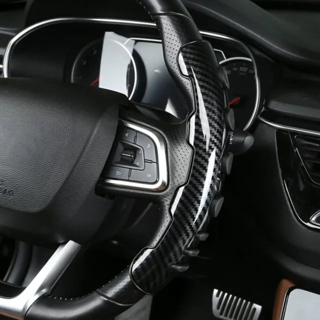 2x Carbon Fiber Non-Slip Car Steering Wheel Booster Cover Trim Black Accessories