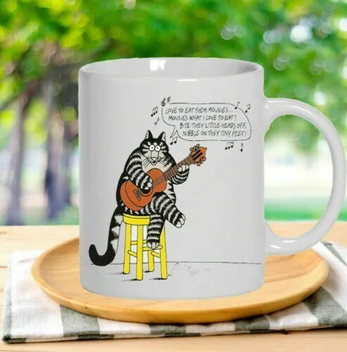 B Kliban Cat Guitar Player Men's Coffee Mug Best Gift For Friends & Family Cup
