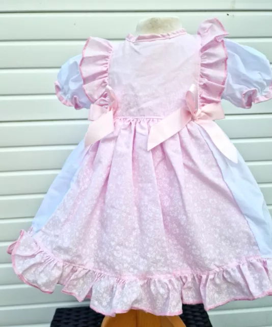 DREAM SALE  3-6 2-3 6-7 BABY GIRLS white pink pannelled  LINED DRESS