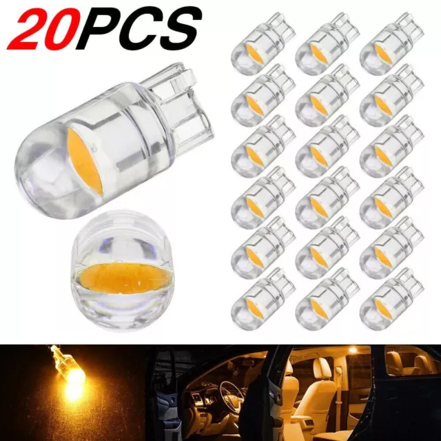 20x T10 LED COB Amber W5W Car Interior Light Dome Lamp Map Reading Bulb 168 194