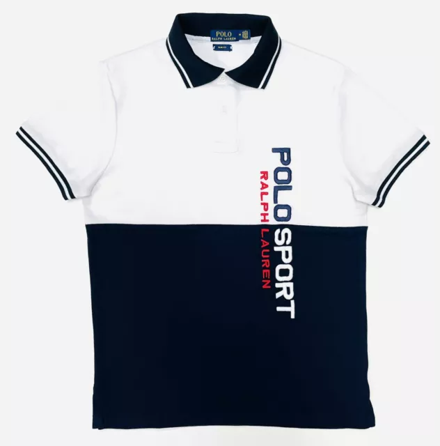 Polo Ralph Lauren Men's Slim Fit Sports Polo Shirt In White/Navy