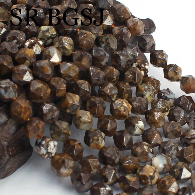 "Cuentas de piedras preciosas de ópalo redondo de fuego poligonal natural de 7-8 mm hebra 15"