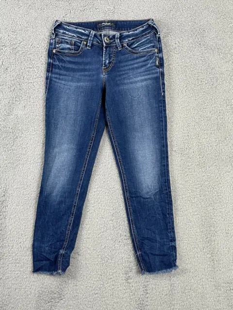 Silver Suki Skinny Crop Jeans Womens 25/25 Blue Dark Wash 5 Pockets Mid Rise