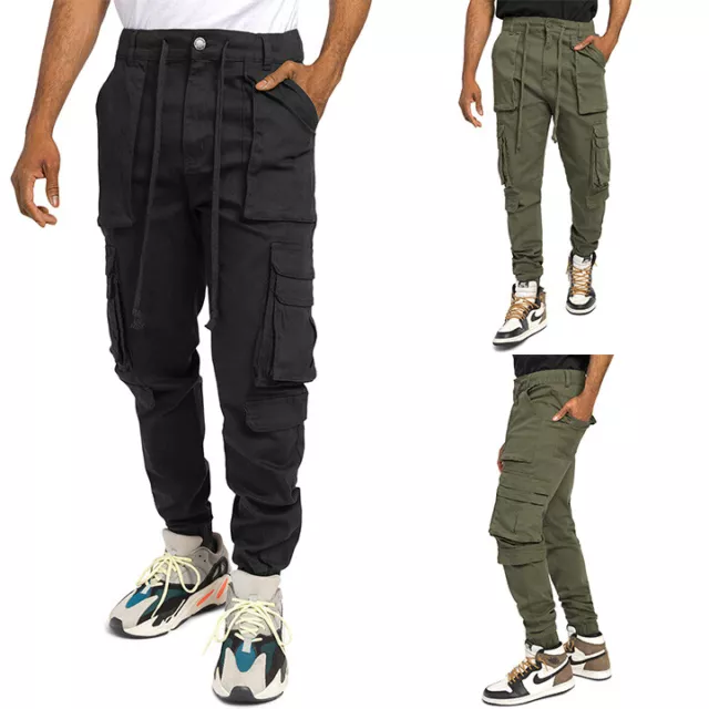 Victorious Men's Classic Utility Cargo Tapered Drawstring Jogger Pants JG3030