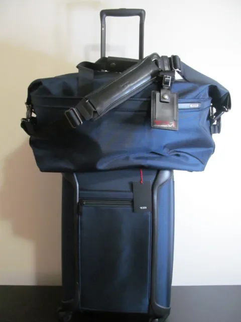 TUMI luggage Set-Alpha Navy Blue Carry On Spinner & Matching Weekend Duffle-NWT