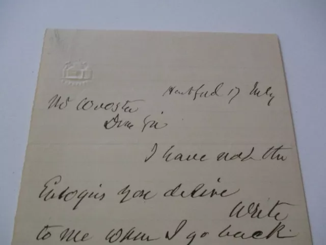 William W Eaton Letter Signed Antique 19Th Century American Senator Connecticut 3