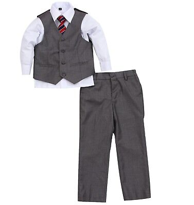 Page Boy Christening Formal Wedding Tuxedo 4pc Grey Suit 3 - 12 Month Free P+P