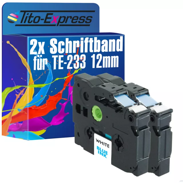 2x Schriftband für Brother TZe-233 P-Touch 1000 1000 BTS 1000 F 1005 BTS 1005 F