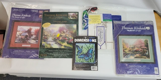 Kits de bordado de aguja y crealla de colección lote de 4 Thomas Kinkade