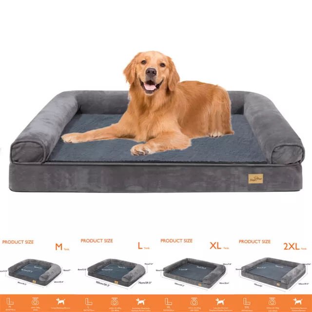 Orthopedic Memory Foam Large Dog Bed with Pillow Washable Cover Waterproof Liner