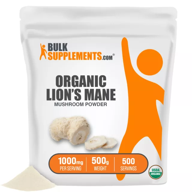 BulkSupplements USDA Organic Lion's Mane Mushroom Powder - Cognitive Support
