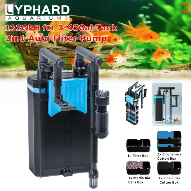 Silent Auto Aquarium External Canister Filter Pump Hang On Fish Tank 132GPH45Gal