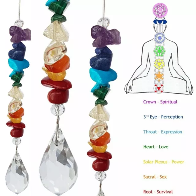 Chakra Gemstone Crystal Suncatcher gift, car mirror prism hanging suncatchers