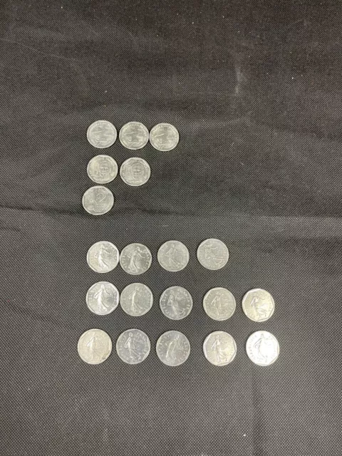 Lot de 20 pièces de 2 Francs Jean Moulin - Louis Pasteur - Semeuse 1979 à 2000