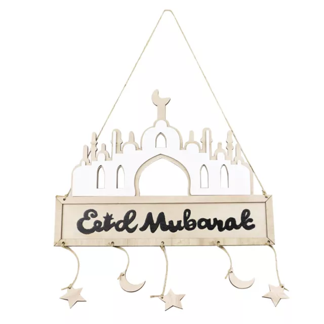 Wood Decor Pendant for Eid Ramadan Hanging Moon Wooden Sign Household