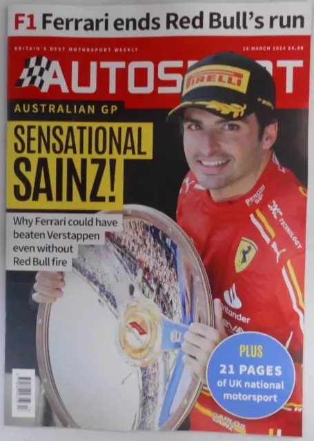 Autosport magazine 28th March 2024 Sensational Carlos Sainz wins Australian GP