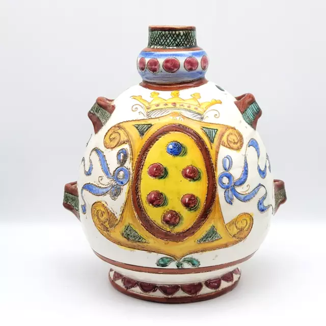 RARE Ugo Zaccagnini Italian Majolica Incised Vase #236 Urn Crest Ovid Signed