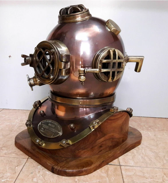 PLONGÉE CASQUE AMÉRICAIN Marine Mark V Foncé Mer Divers Ancien Neuf EUR