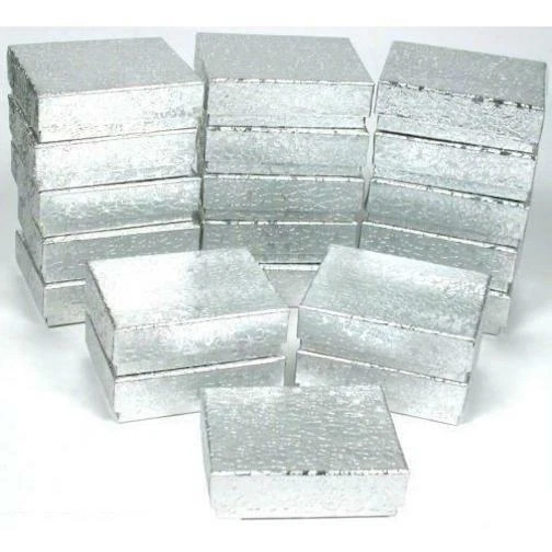 20 Cotton Boxes Silver Pendant Chain Jewelry Displays