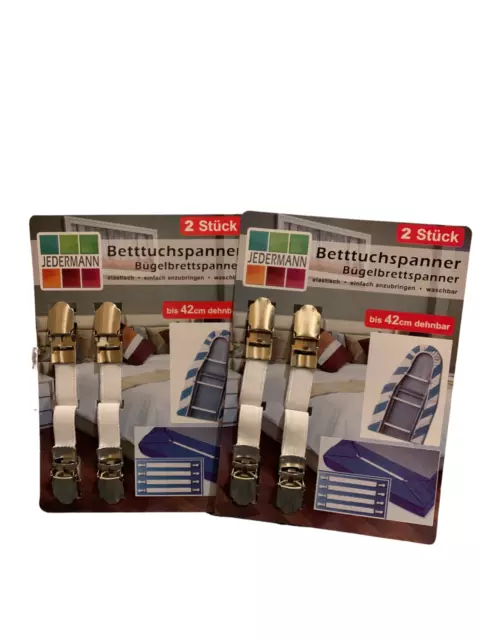 4 Bettlakenspanner - dehnbar, elastisch, Bügelbrett, Bettlaken, Spanner, Neu