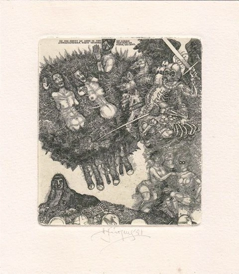 Exlibris Bookplate Radierung Harry Jürgens 1949 Ritter Akte Akt