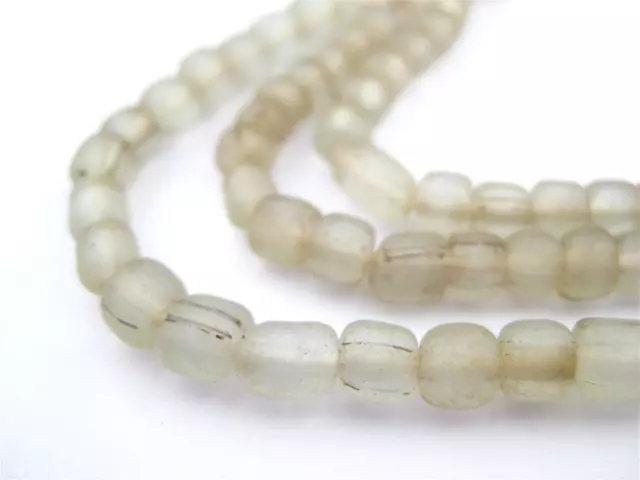Clear Java Glass Beads 5mm Indonesia Cylinder 24 Inch Strand