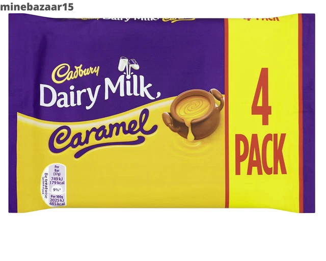 CADBURY DAIRY MILK Caramel Chocolate Bar Multipack, 4 x 37 g UK Free