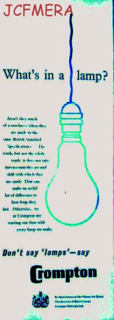 'CROMPTON Lamps' Lightbulb Household ADVERT - Original 1955 Print AD