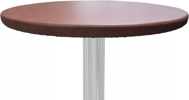 Liberecoo Premium Round Fitted Vinyl Tablecloth for 40 - 44" Tables, Brown