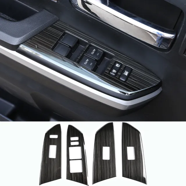 Black Steel Inner Door Window Switch Lift Cover Trim For Toyota Tundra 2014-21