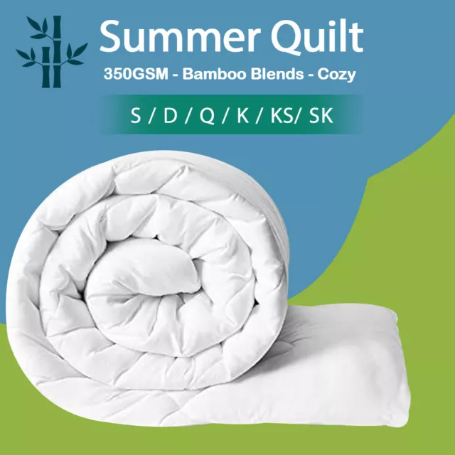 350GSM Cozy Cooling Bamboo Quilts Doona Duvet Summer Single/Double/Queen/King AU