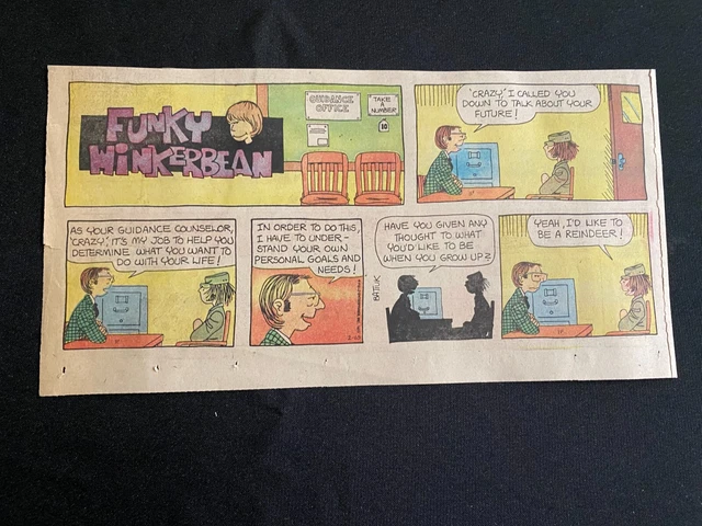 #06 FUNKY WINKERBEAN by Tom Batiuk Lot of 8 Sunday Third Page Comic Strips 1977