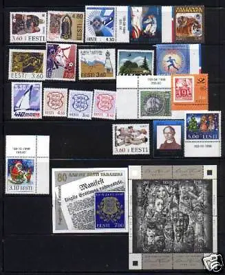Estonia 1998 Complete year set 20 stampsand 2 souvenir sheets
