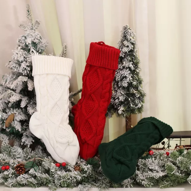 Calzino lavorato a maglia caramelle floreali Babbo Natale borsa regalo decorazione albero