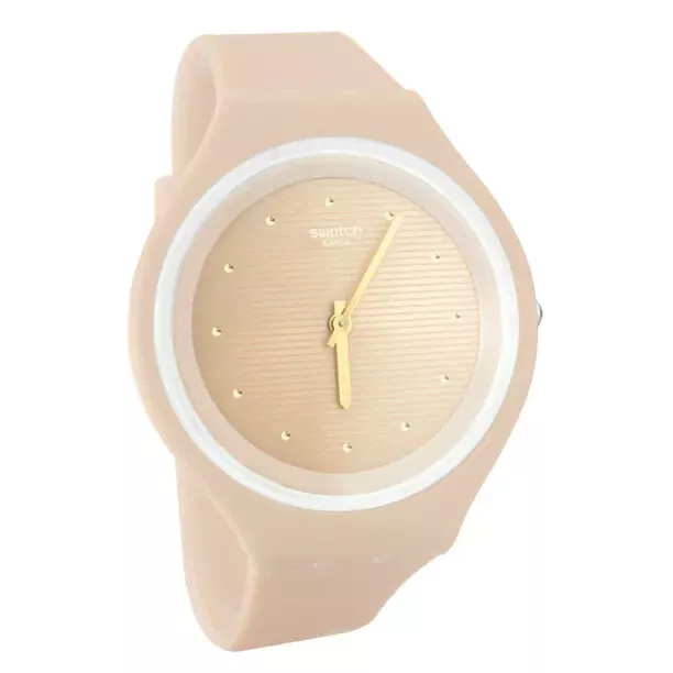 Swatch 1268 Womens Beige SVUT100 Skinskin Beige Dial Silicone Strap Ladies Watch 2