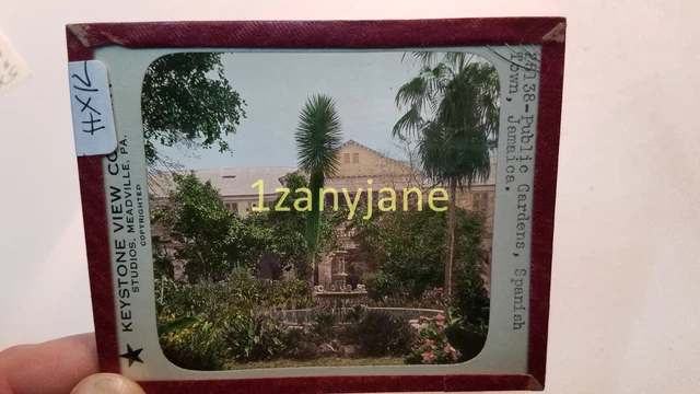 HXK HISTORIC Magic Lantern GLASS Slide PUBLIC GARDENS SPANISH TOWN JAMAICA