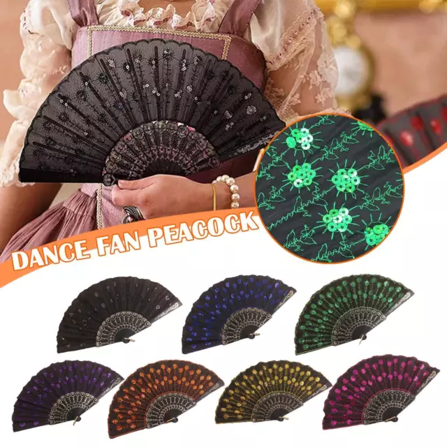 New Chinese Hand held FAN Silk Folding Spanish Style Flower Dance Party Wedding