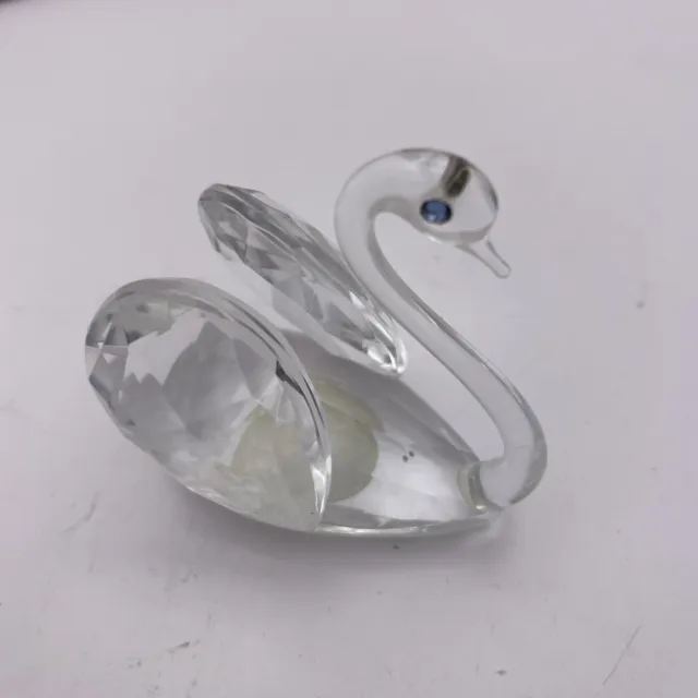 Vintage Miniature Cut Crystal Swan Figurine Made in Czechoslovakia 2.25" Length