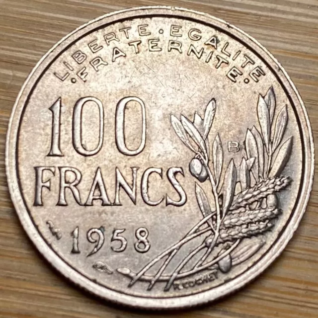 Piece De 100 Francs Cochet 1958 B (1232) Très Belle Cote.