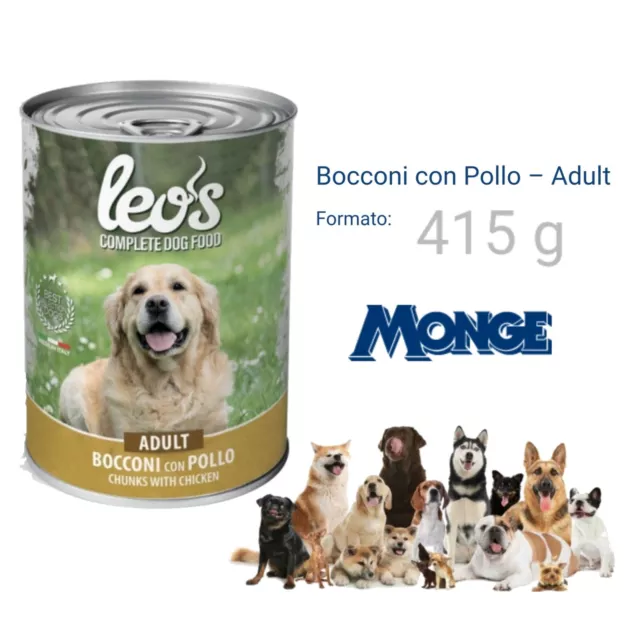 SCATOLETTE MONGE 24pz X 415gr ALIMENTO CIBO BOCCONCINI PER CANE UMIDO  POLLO TA
