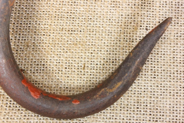 Old smokehouse large meat Hook Hearth blacksmith 9” wrought Iron barn vintage 10