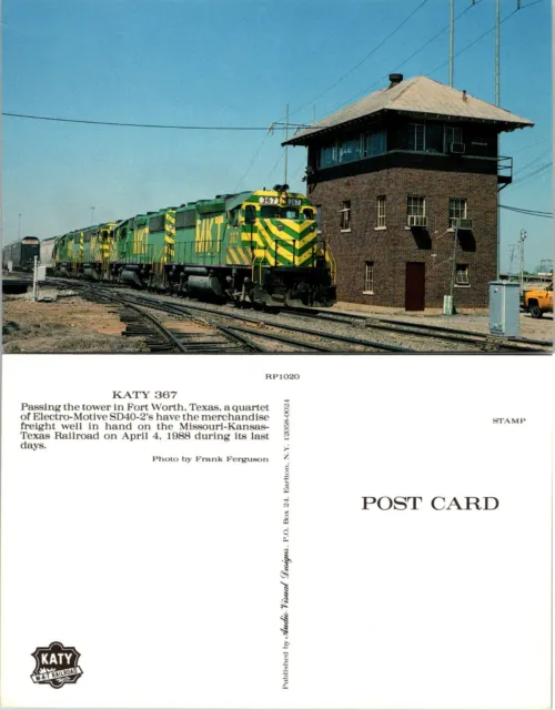 Train Railroad Katy 367 Quartet Electro-Motive SD40-2 Fort Worth Texas Postcard