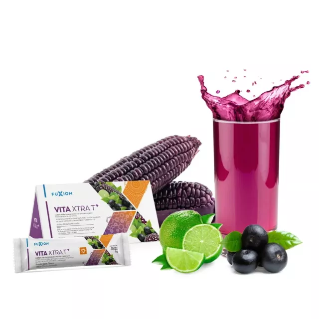 Nuevo Fuxion Vita Xtra T+ Energía Bebida De Maíz Púrpura Mezcla Vitaminas Bebida Maca