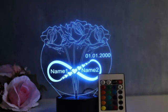 Personalisierte Partner Geschenk Lampe, LED Deko Beleuchtung, Valentinstag,