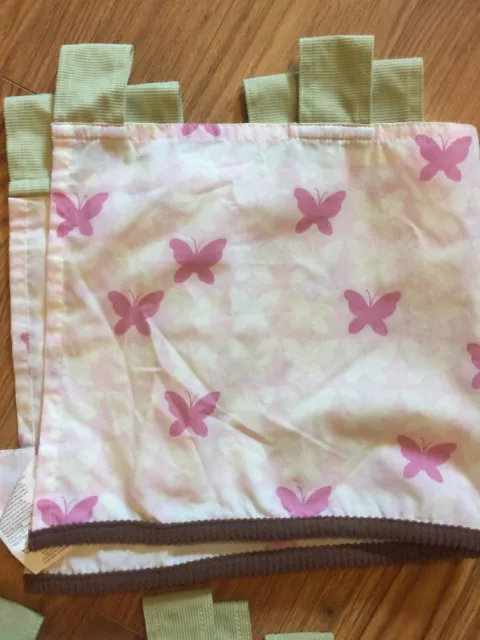2 COCALO BABY WINDOW VALANCE CURTAIN Butterflies PINK 53" X 12" TAB TOP